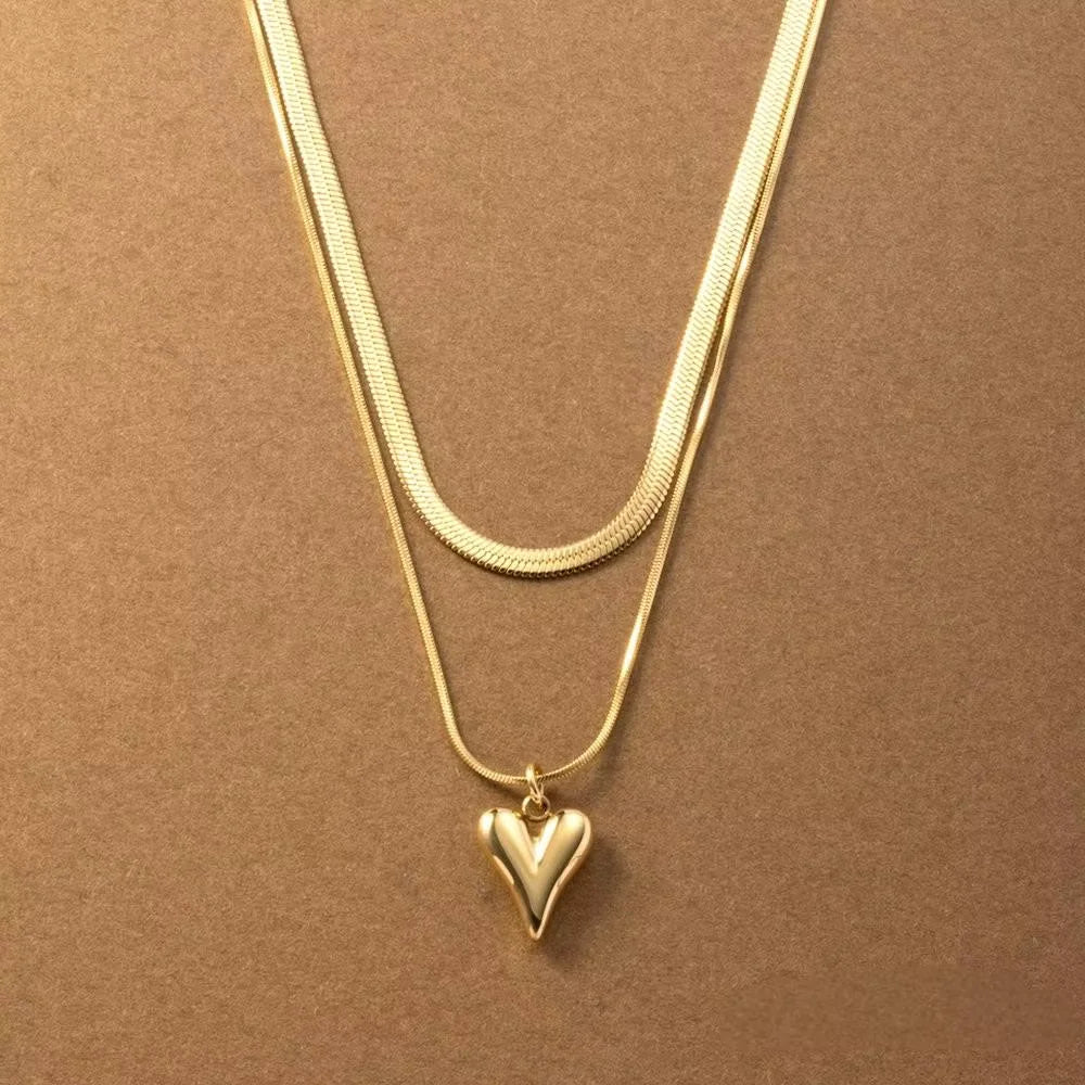 Mariasz Minimalist Snake Lariat Double Chain Necklace Bohemian Gold Color Collarbone Stainless Steel Choker Jewelry for Women