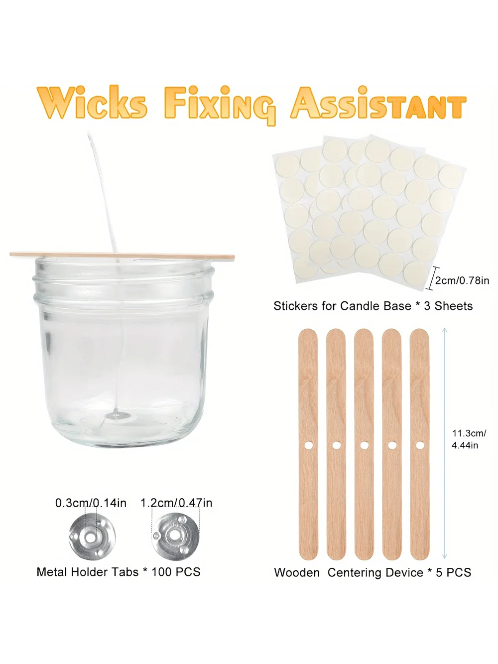 200 ft Candle Wick - Candle Wick with 100 Metal Wicks, 60 Candle Stickers, 5 Wooden Wick Holders, Soy Wax Candle Wick DIY Cra