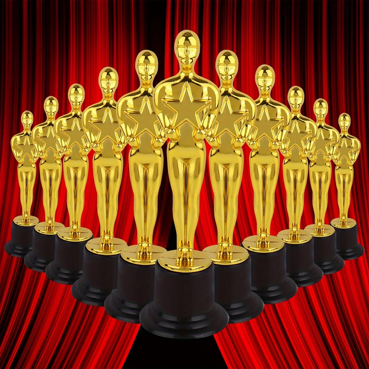 1/3/6/12pcs Golden Trophy Statuettes, Plastic Oscar Style Award Trophies for Party Decorations, Appreciation Gifts