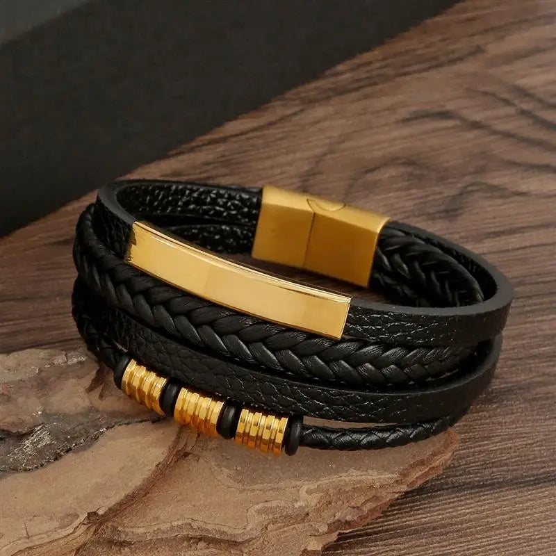 Classic Men's Leather Bracelet New Style Hand-woven Multi-layer Combination Accessory Fashion Man Jewelry