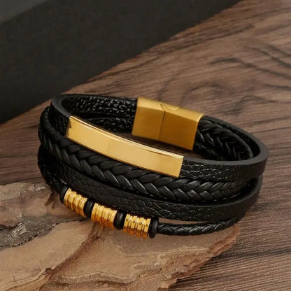 Classic Men's Leather Bracelet New Style Hand-woven Multi-layer Combination Accessory Fashion Man Jewelry