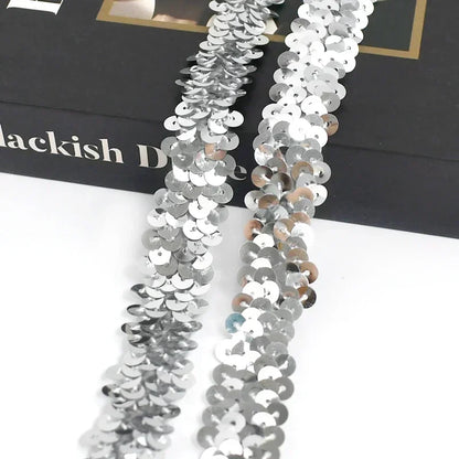 2-20M 2cm Sequin Lace Fabric Elastic Band for Dance Dress Decor Laces Trims Stetch Tape Clothing Trimming Ribbon DIY Accessor