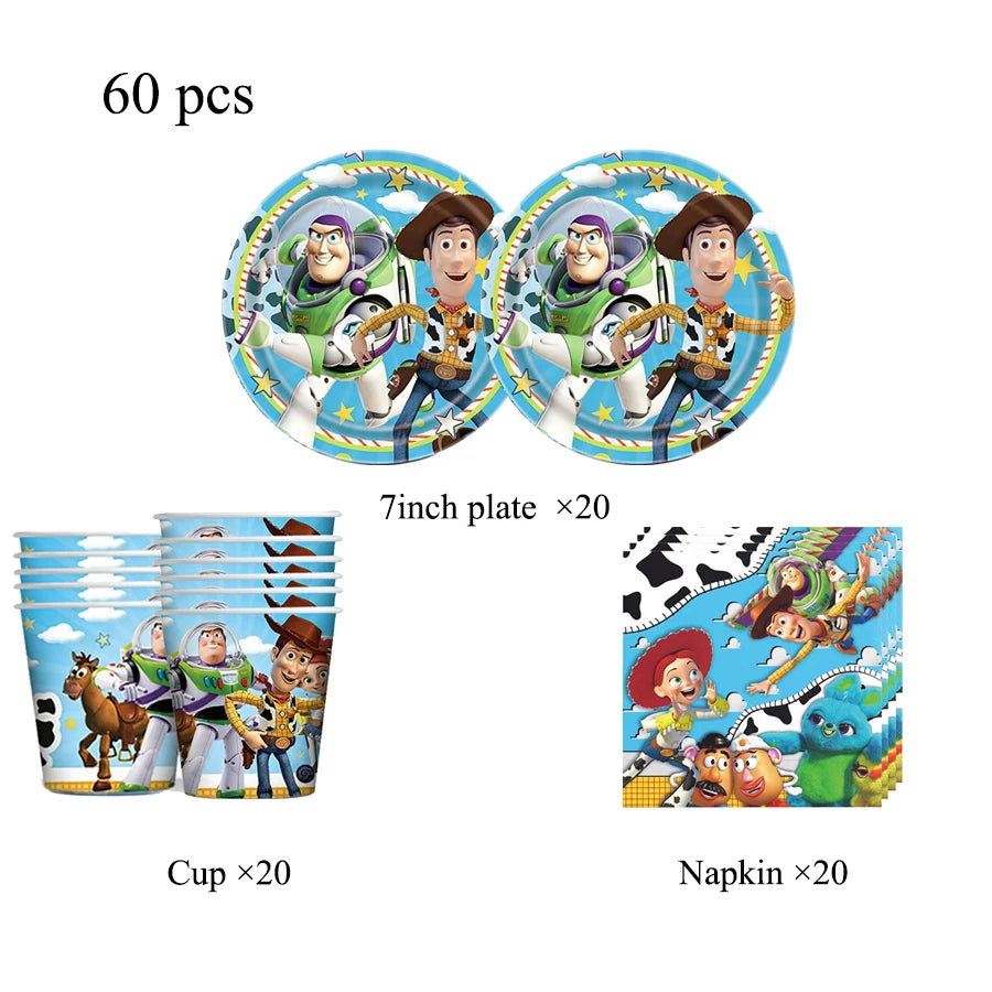 Toy Story Party Decoration Tableware Paper Plates Party Favors Gift Tablecloth BirthdayParty Supplies Toys Stamp Bracelet - 6