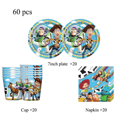 Toy Story Party Decoration Tableware Paper Plates Party Favors Gift Tablecloth BirthdayParty Supplies Toys Stamp Bracelet - 6