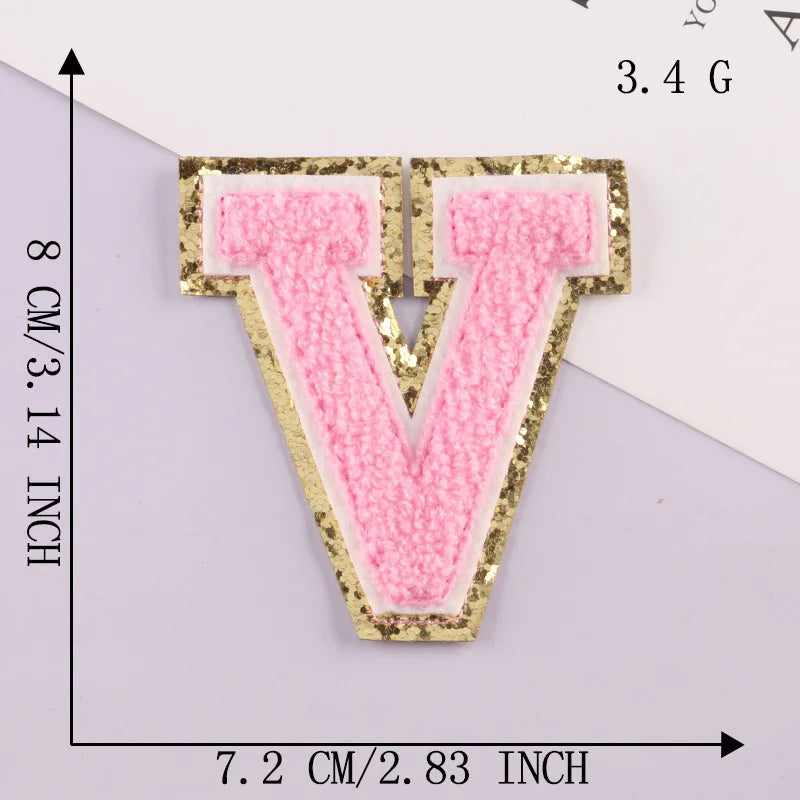 8CM Patch Letters for Clothes Alphabet Sticky Letter Clothing Bags Jacket Iron on Letter Emblems Chenille Patches for DIY MC0