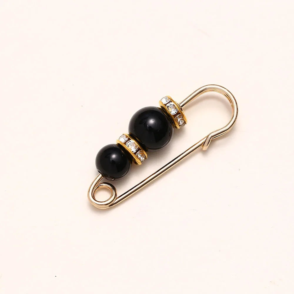 Women New Cute Imitation Pearl Rhinestone Brooch Anti-lighting Skirt Waist Pin Fashion Jewelry Accessories Gifts - 3.8CM 2205