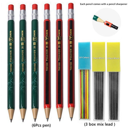2.0 mm Mechanical Pencils Set 2B Automatic Student Pencils with Sharpener Color Pencil Leads School Pens Kawaii Cute Statione