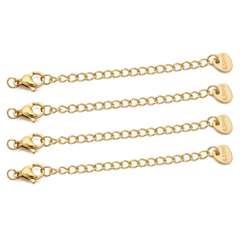 10pcs Stainless Steel Extension Chains with Lobster Clasps Connector Link Necklace Tail Making DIY Bracelet Accessories Suppl
