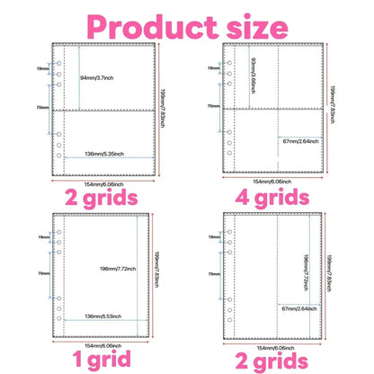 10PCS 1/2/4 Grids Photo Album A5 Inner Page Photocard Binder Photo Sleeve 6 Ring Refill Inner Page Photocard Kpop 포토카드 바인더