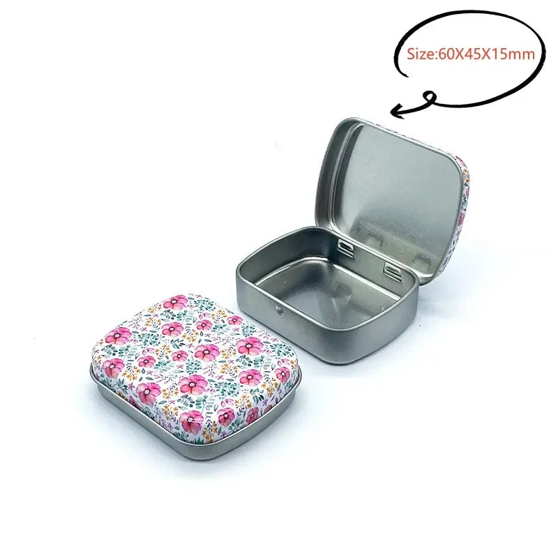 New Square Tin Storage Boxes Small Metal Storage Box Silver Jewelry Keys Coins Metal Box Tin Wedding Candy Storage Tin Can - 