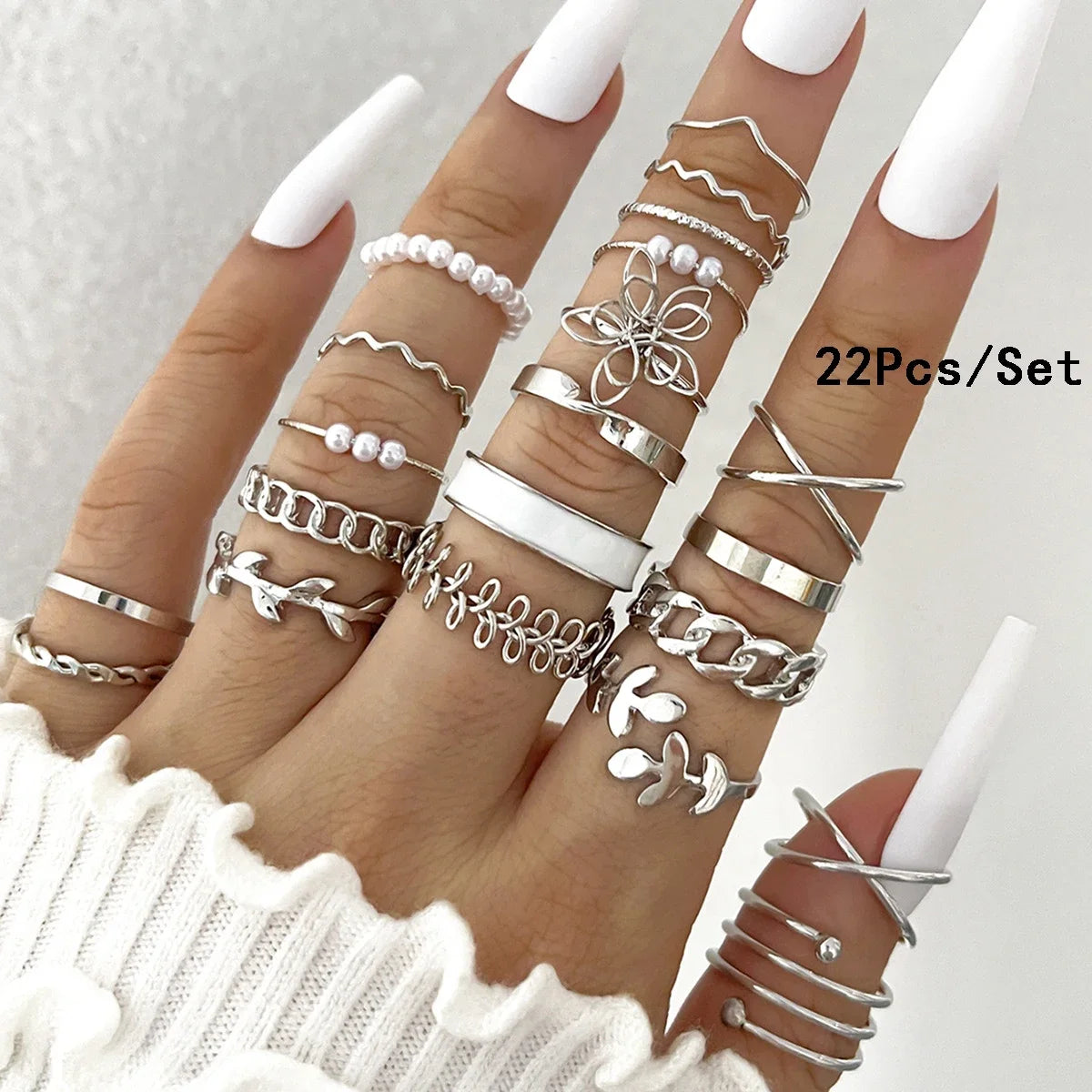 30Pcs Bohemian Geometric Knuckle Rings Set For Women Gold Silver Color Finger Ring Girls Fashion Party Jewelry Accessories - 