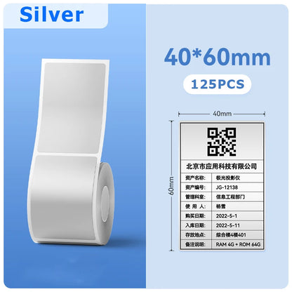Munbyn/Nelko Holographic Laser Label Sticker Matte Silver Thermal Paper for M110 M220 M200 E210 P50 PM220 DETONG P1 WP9520 Ma