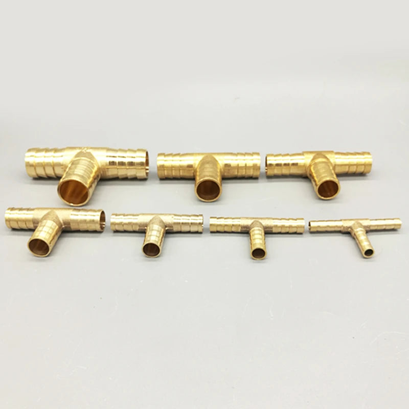 T Way T-Shape Brass Barb Pipe Hose Fitting 3 Way Connector for 4mm 5mm 6mm 8mm 10mm 19mm Hose Copper Pagoda Water Tube Fittin