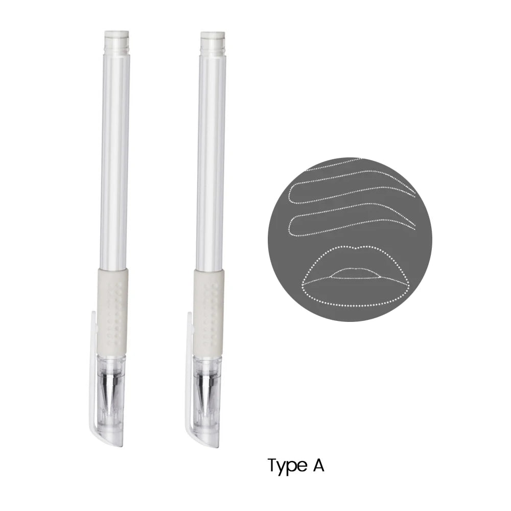 2PCS Eyebrow Marker Pen Microblading Surgical Skin Permanent Make up Supplies White Surgical Scribe Tool Tattoo Accessories P