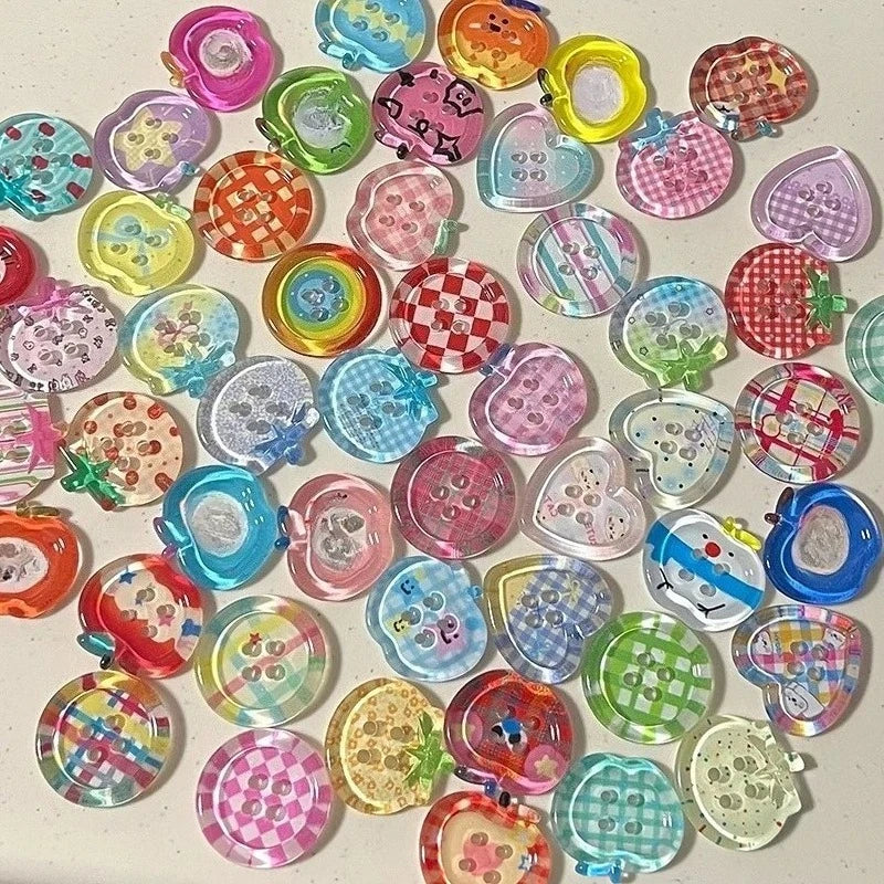 10/20pcs Dopamine Button Mixed Colored Transparent Decorative Scrapbook DIY Crafts Baby Clothing Accessorie Bead Jewelry 2025