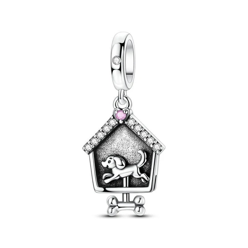 Original 925 Sterling Silver Charms Love Pets Dog Cat Paw Print Pendant Beads Fit Brand Bracelets Necklaces Women DIY Jewelry