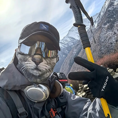 3D Animal Cat Design Summer Full Face Neck Protector Sun Shield Breathable Quick Dry Polyester Helmet Liner for Outdoor Cycli