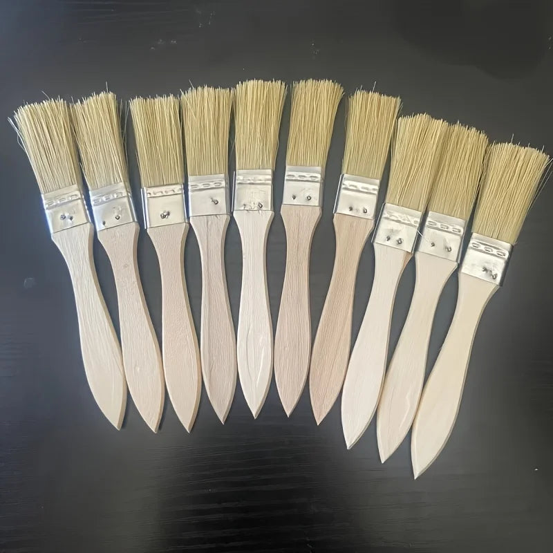 10 pig mane brushes, suitable for art, handicrafts, plastering, painting, glue application, wooden handles