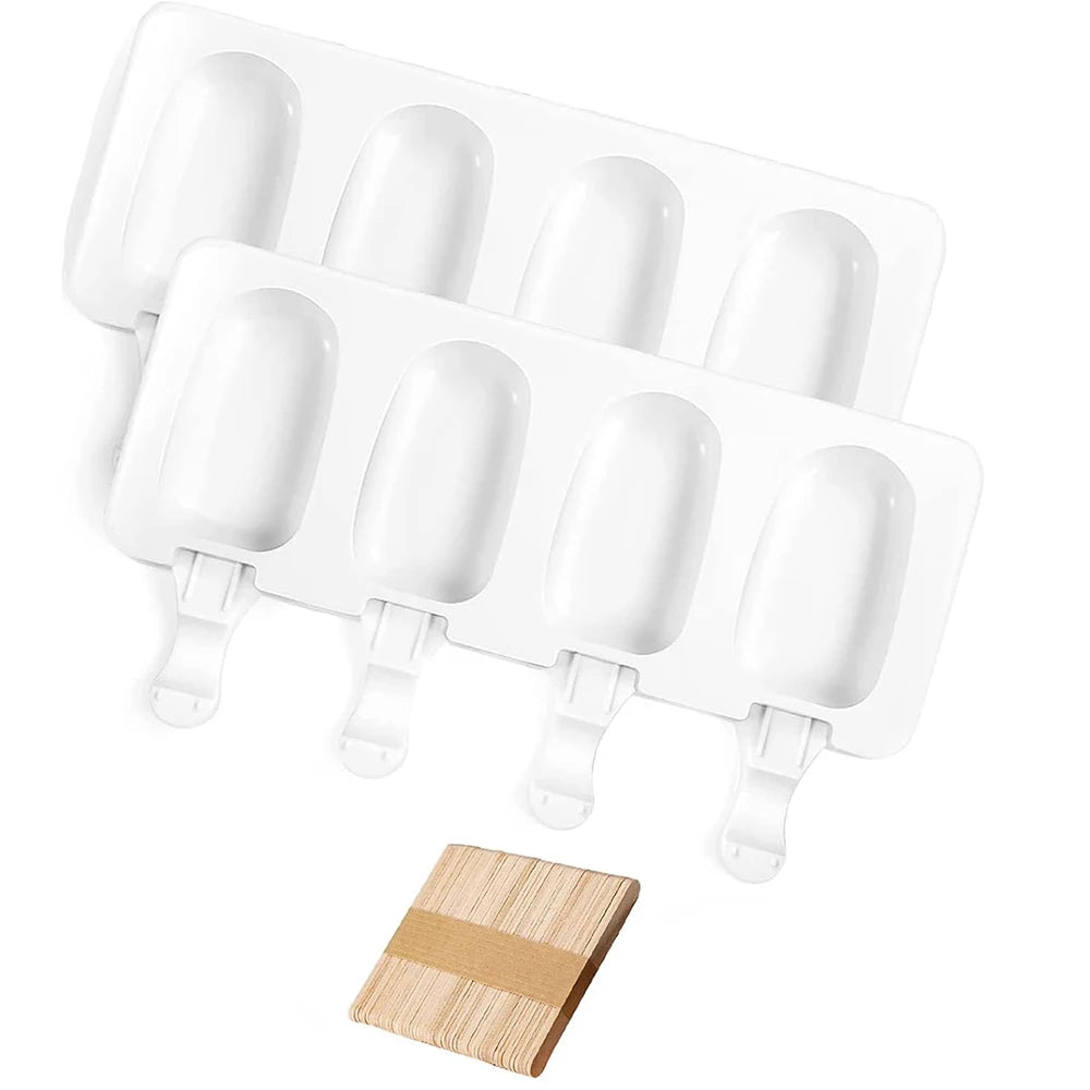Silicone Ice Cream Mold Magnum Silicone Mold DIY Fruit Juice Ice Pop Cube Maker Tray Popsicle Mould Baking Accessorie - 2pcs 