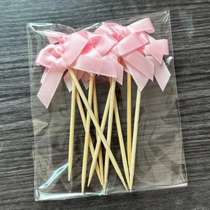 10pcs Pink Bow Cupcake Topper Pink Bow Birthday Decor Coquette Themed Party Decoration Bridal Shower Cake Topper Bow Party De