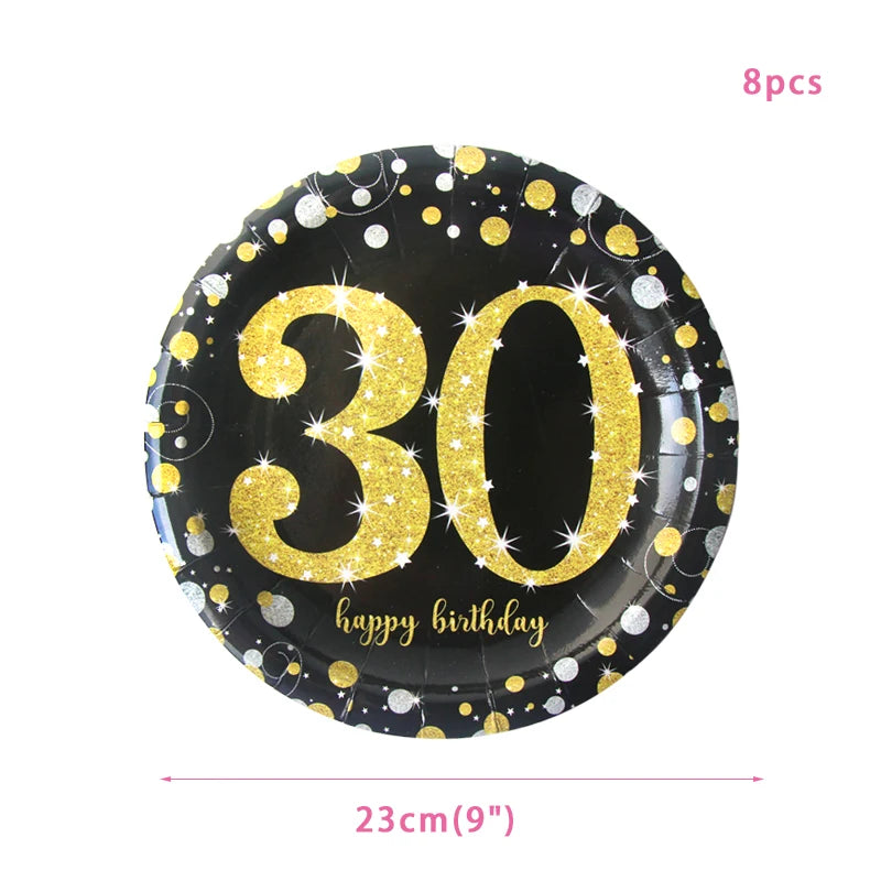 30th 40th 50th 60th birthday decorations Number Balloons Birthday Hanging Banner Flags for Adult 30th Anniversary Supplies - 