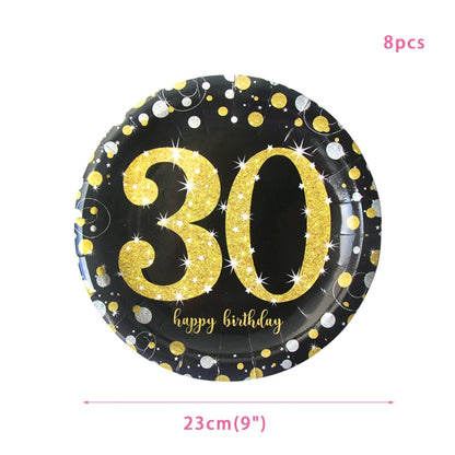 30th 40th 50th 60th birthday decorations Number Balloons Birthday Hanging Banner Flags for Adult 30th Anniversary Supplies - 