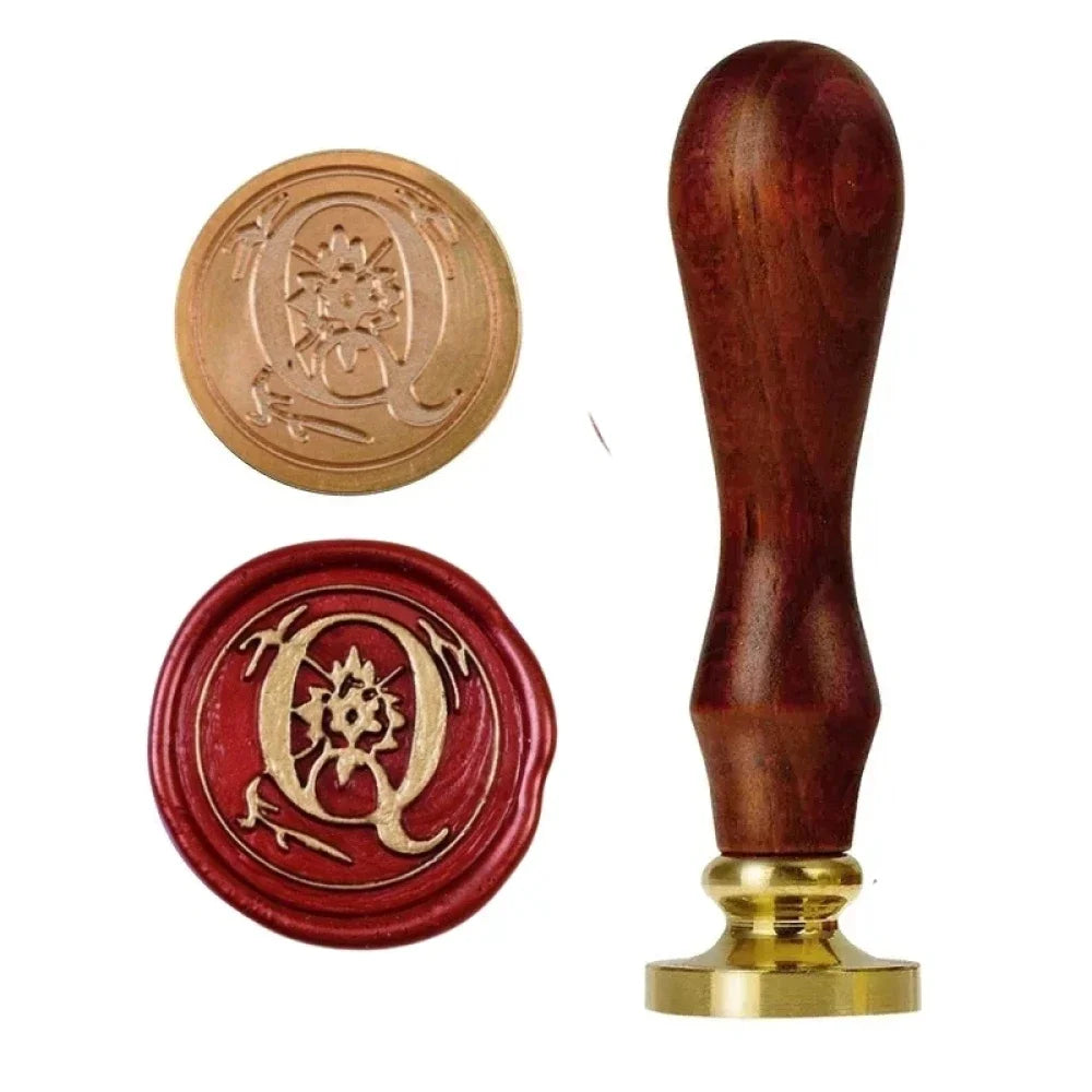 1set 26 Letter A-Z Wax Seal Stamp with wooden handle, Wax Seal Paint Copper Head for Envelope Gift Invitation Card Sticker - 