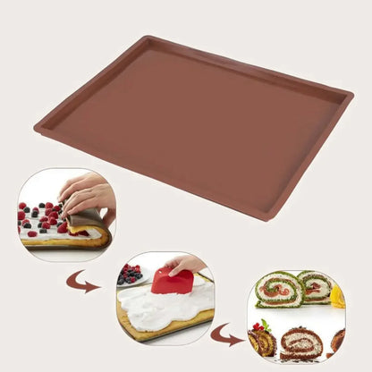 1PC Multifunctional Silicone Cake Roll Mat Bakeware Tray Pan Painted Pad Pastry Swiss Roll Baking Mold Tool for Kitchen