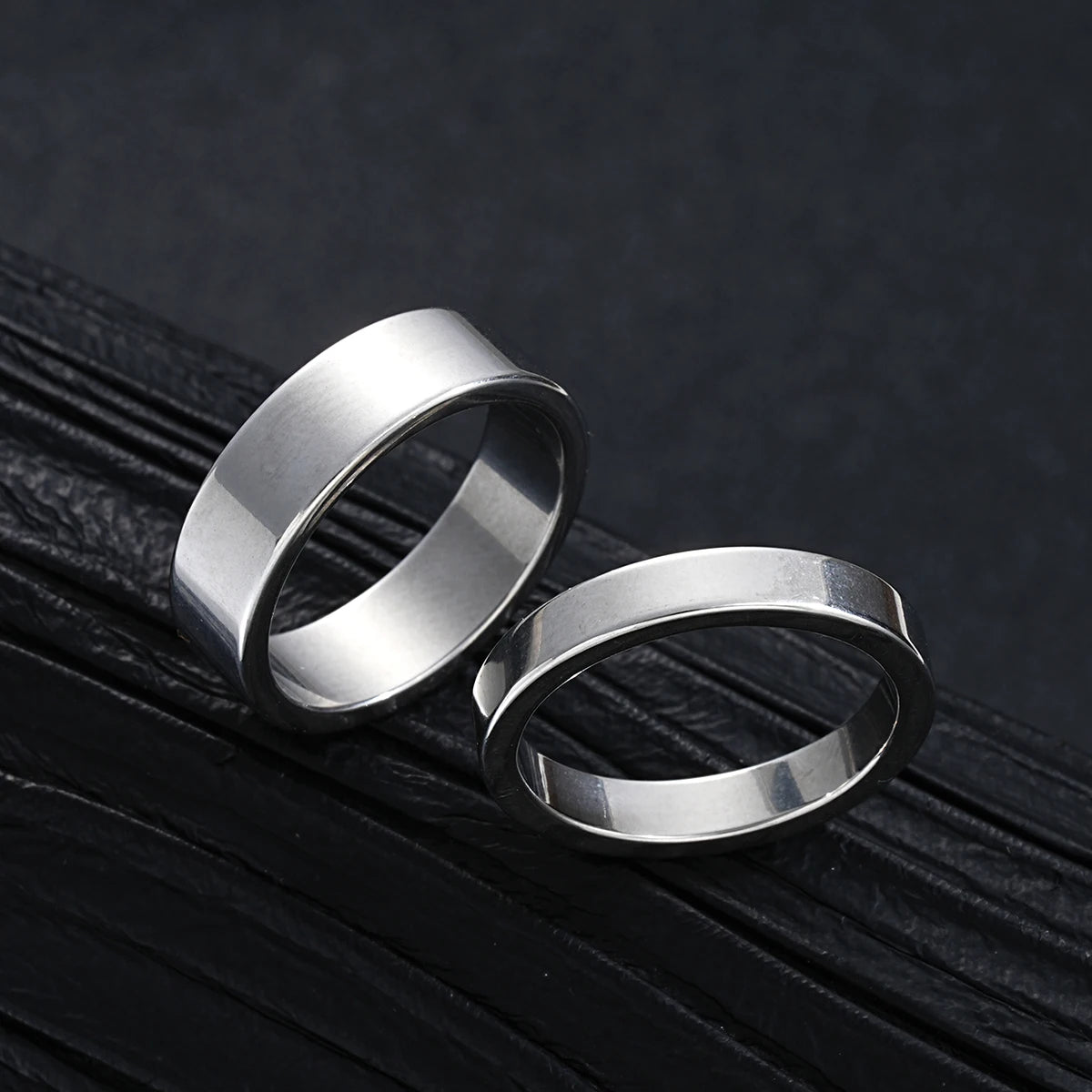 2024 New Simple Stainless Steel Silver Color Jewelry Sets for Men Unisex Punk Vintage Smooth Ring Necklace Bracelet Set Gifts