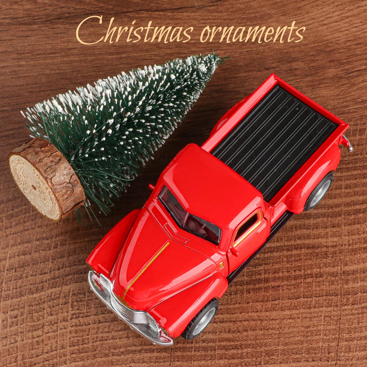 Mini truck+Christmas tree 2-piece ornament set; a good thing for home atmosphere decoration; living room and office desk orna