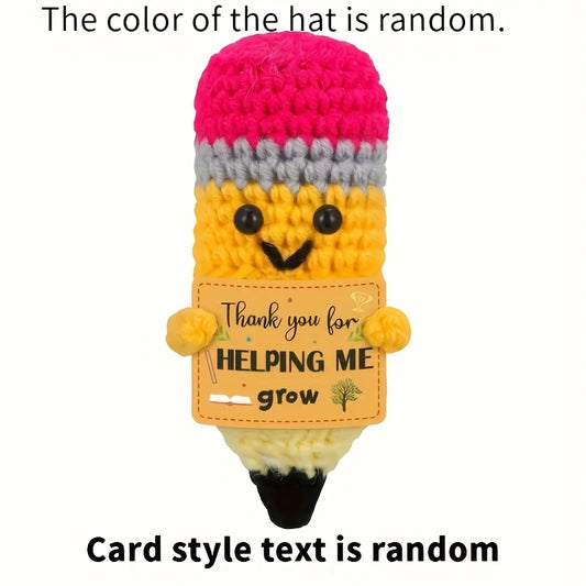 1pc Vibrant Yellow Crochet Pencil Amigurumi with "BEST TEACHER EVER" Gift Tag - Ideal for Teacher Appreciation & DIY Craft De