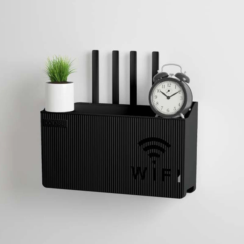 Router Storage Rack TV Set-top Storage Box - black