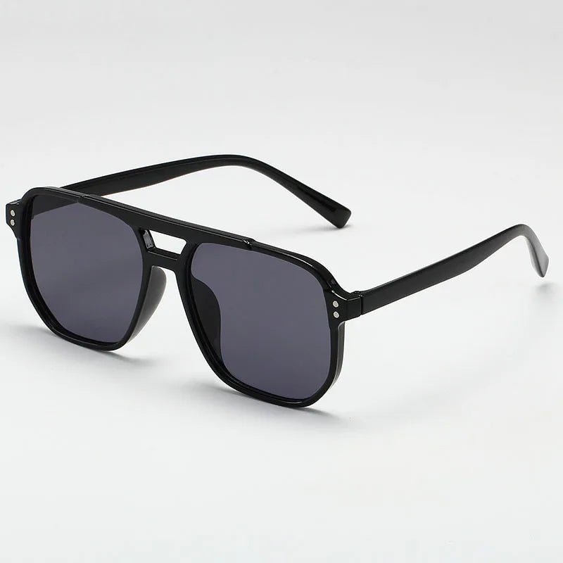Women Men Square Sun Glasses Retro Polygon Sunglasses Female Black Vintage Fashion Ladies Sunglasses Double Beam Eyeglasses -