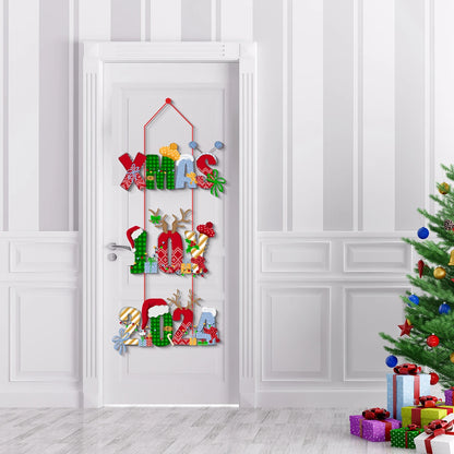 Merry Christmas Hanging Flag Porch Door Banner Santa Claus Snowman for Home Ornaments Door Decoration Supplies New Year Decor
