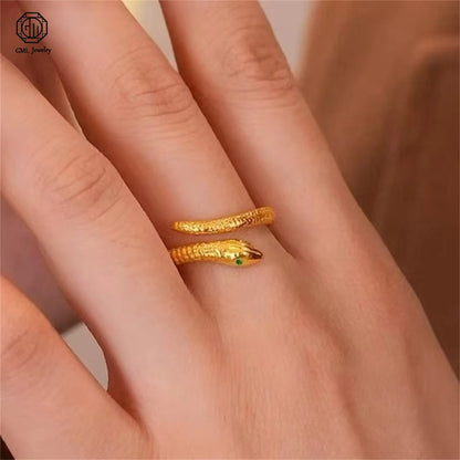 Sand Gold Adjustable Ring Matte Wide Band Openable Fade Resistant Unisex Couple Jewelry Solid Minimalist Gift - Green