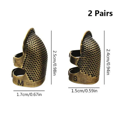 2PCS Vintage Adjustable Thimble Hand Sewing Thimble Ring Home Non-Slip Needle Press Finger Sleeve - Bronze 2 pairs