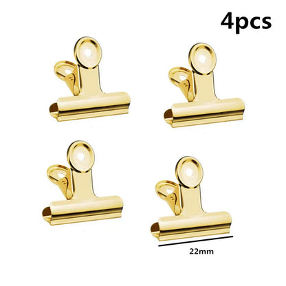 New 50mm 38mm 31mm 22mm Multicolor Round Metal Clamp Paper Clips Student School Office Supplies - 4pcs -22mmGolden