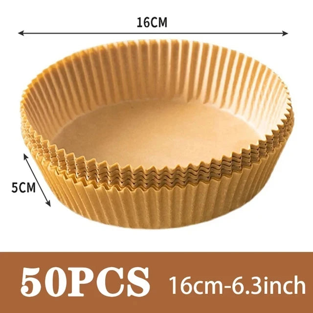 50Pcs Air Fryer Disposable Paper Non-Stick Airfryer Baking Papers Round Air-Fryer Paper Liners Paper Kitchen Accessories - 50