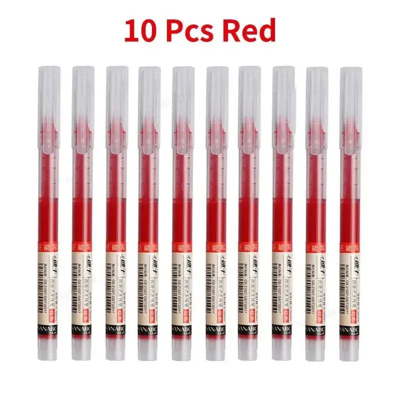 10pcs Gel Pens 0.5mm Needle Type Gel Ink Pens Straight Liquid Ballpoint Pen Colors Stationery School Office Writing Stationer