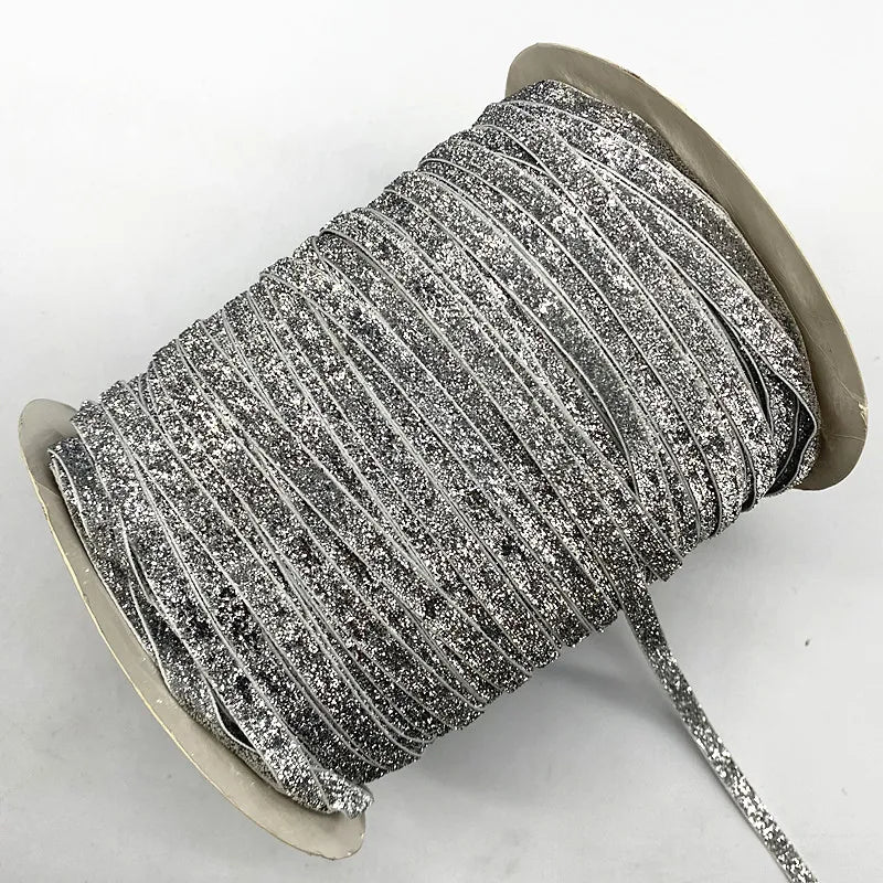 New 6mm Glitter Velvet Ribbon No Elastic Single Face Ribbon Headband Clips Bow Decoration - 11