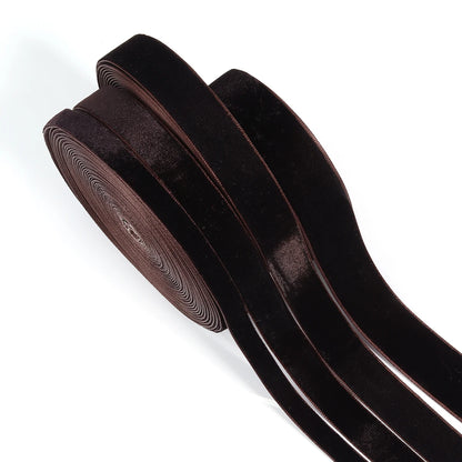 5-10yards/roll Velvet Ribbons Deep Brown Color Single Face Flocking Webbing For DIY Christmas Crafts Party Wrapping Decoratio