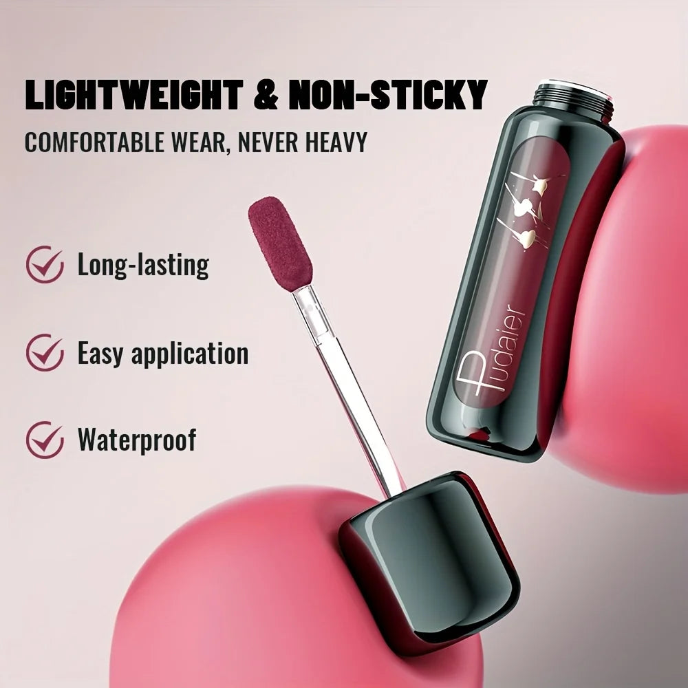 1pc Matte Velvet Lip Gloss, Highly Saturated Liquid Lip Mud, Non-Stick Long Lasting, All Skin Tones Compatible,Mother's Day G