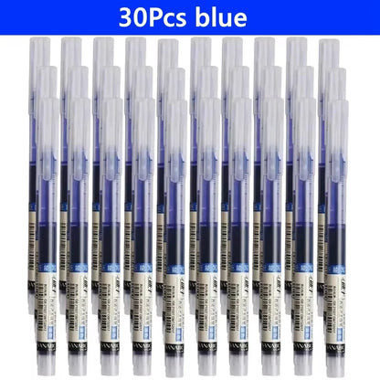 3-102Pcs/set Needle Type Gel Pens Straight Liquid Ballpoint Pen Kawaii Stationery School Office Supplies Writing - 30pcs blue