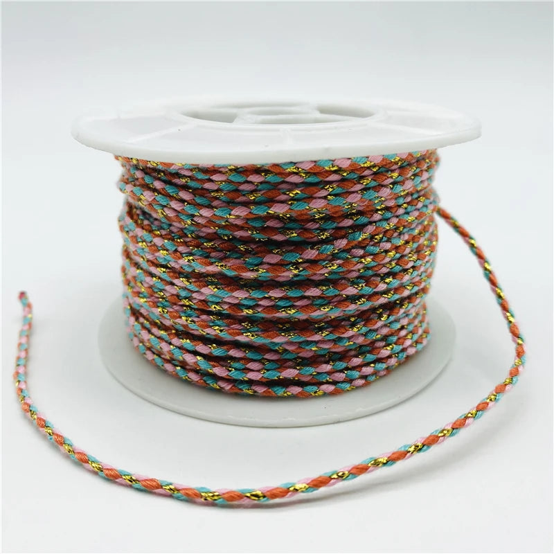5yards/Lot 2.5mm Gold Line 100% Cotton Cord Rope Chinese Knot Macrame Cord Rope For Jewelry Making For Shamballa Bracelet