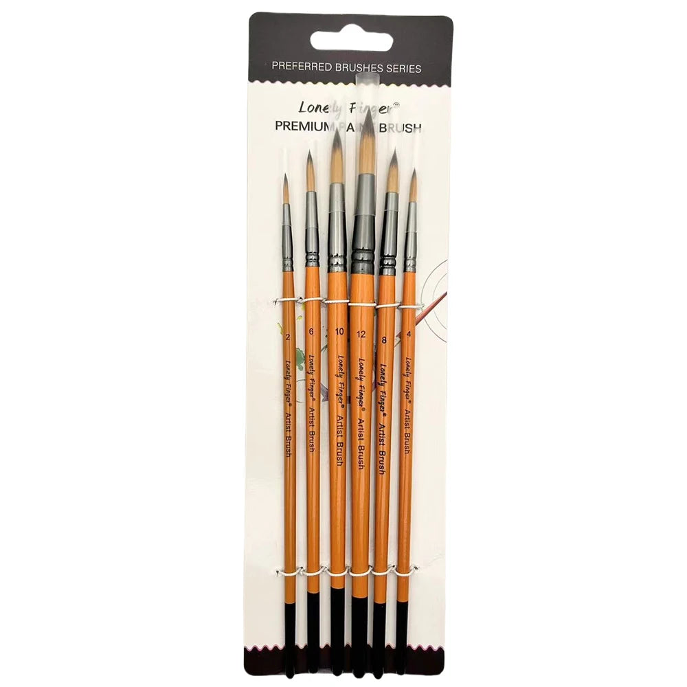 6pcs Artist Paint Brushes Set Artist Paintbrushes For Acrylic Oil Watercolor Acrylic Painting For Body Face Rock Canvas - 6pc