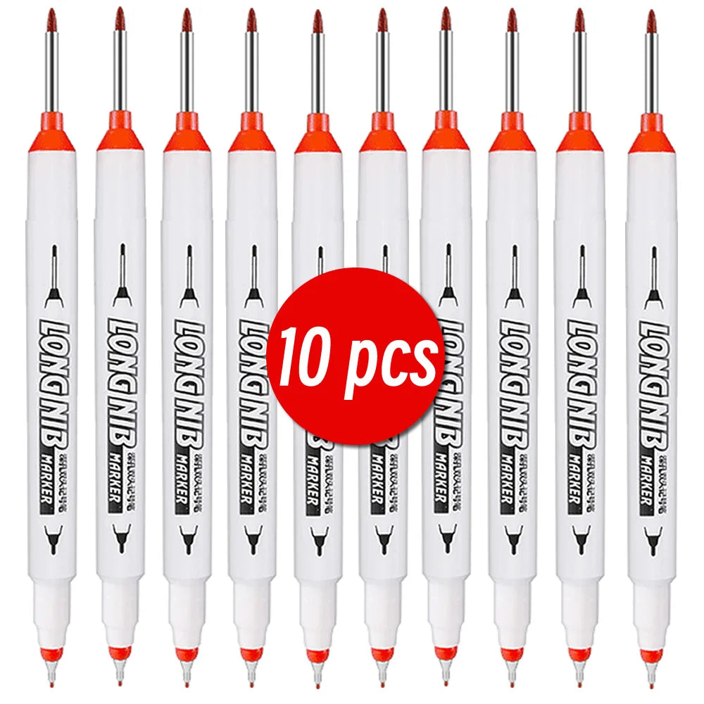 20mm Double-Tip Deep Hole Long Head Nib Markers For Metal Pen Waterproof Bathroom Woodworking Decoration Multi-Purpose - 10 p