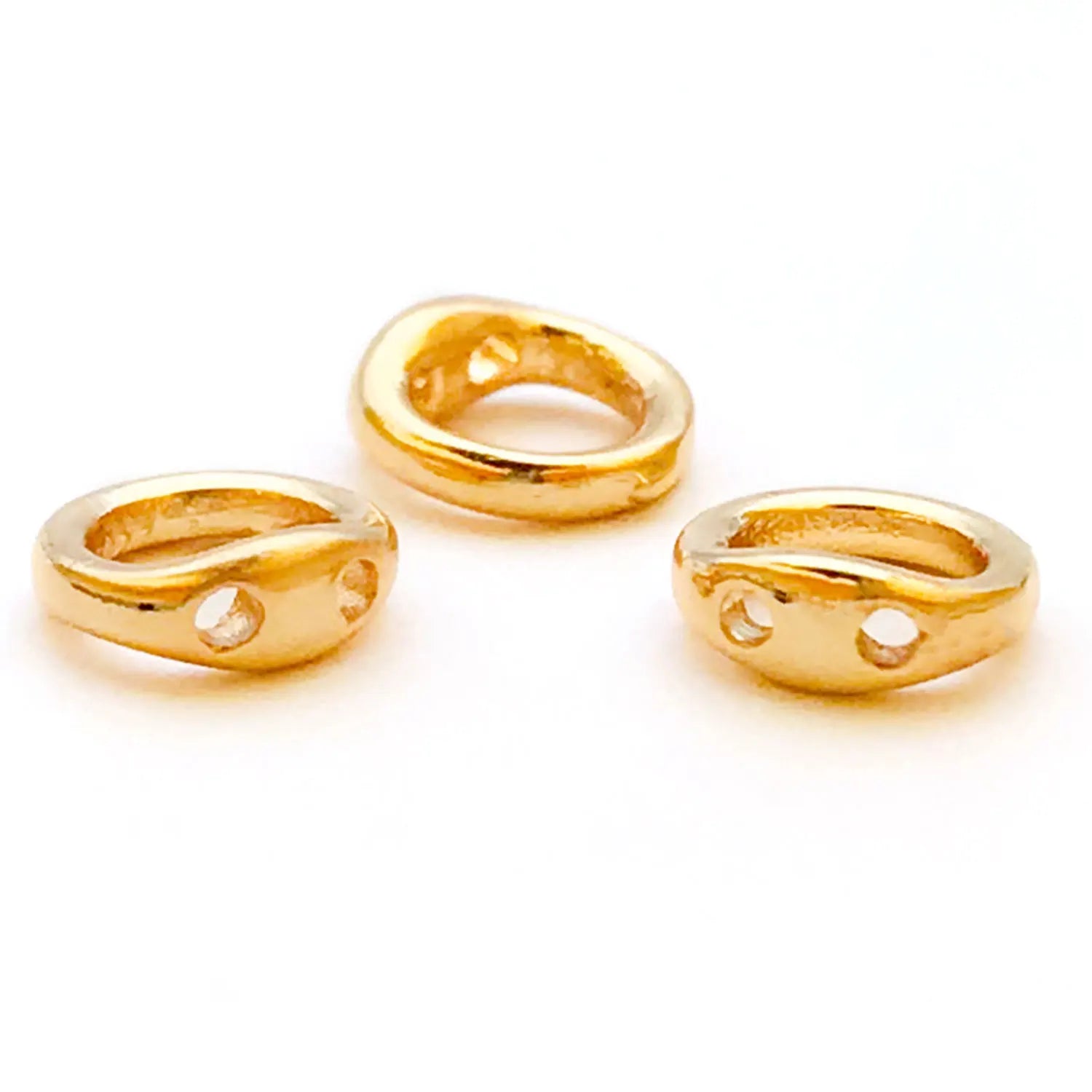 10pcs 18K Real Gold Plated Brass Metal Crimp End Beads, Jewelry End Caps Connector for DIY Jewelry Making Accessories - Color