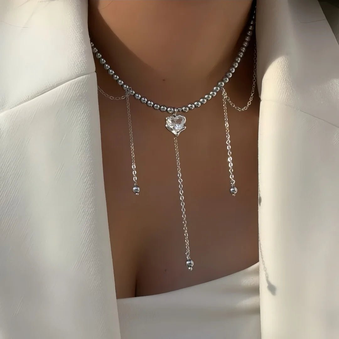 Minimalist Pearl Necklace for Women New Style Luxury Sensation Tassel Cold Tone Feng Shui Xiaomi Bead French Collar Chain