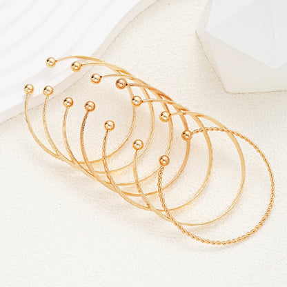 7 Pcs/Set Punk Gold Color Bracelets for Women Streetwear Goth Heart Prints Metal Design Open Bangle Fashion Jewelry Gifts 202