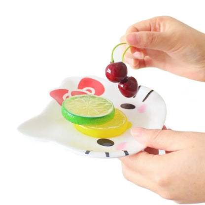 Sanrio My Melody Hello Kitty Kids Dinner Plate Anime Baby Children Kawaii Saucer Tableware Cute Fruit Plates Cartoon Snacks T